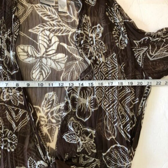 Chico's Brown Tropical Swim Cover Tie Front Sheer Beach Size 2 Marianne MSRP$108 - Picture 8 of 12